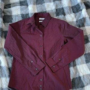 Calvin Klein Slim Fit Stretch Button Up Shirt |Size 14| Maroon Office-to-Weekend